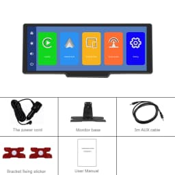 Podofo Wireless Carplay Portable Digital Dashboard Android Auto 10.26 Inch Smart Player With Voice Control 1080P BT TF