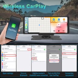 Podofo Wireless Carplay Portable Digital Dashboard Android Auto 10.26 Inch Smart Player With Voice Control 1080P BT TF