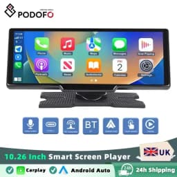 Podofo Wireless Carplay Portable Digital Dashboard Android Auto 10.26 Inch Smart Player With Voice Control 1080P BT TF