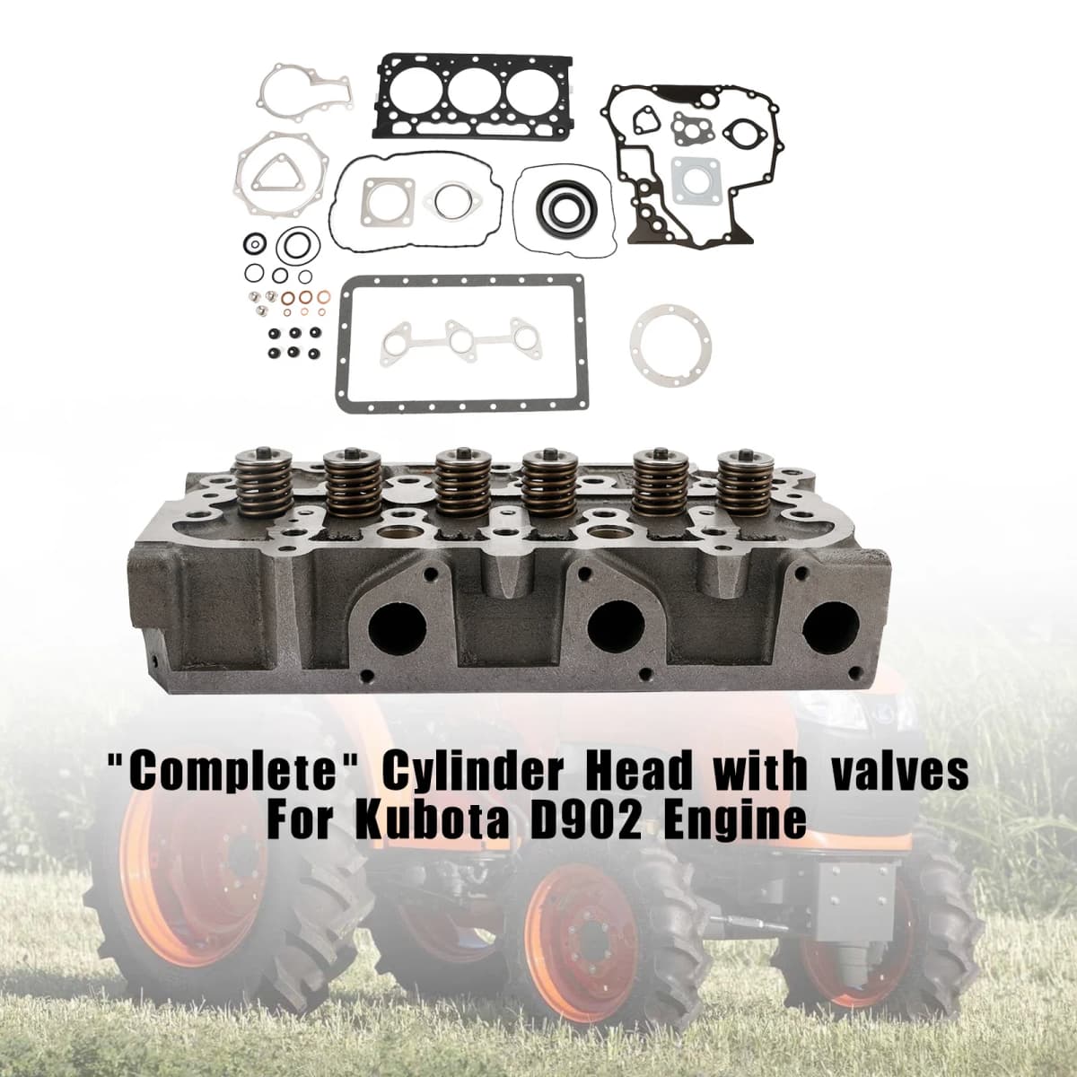 Artudatech Complete Cylinder Head+Gasket Kit For Kubota D902 RTV900 Tractort 1G962-03045