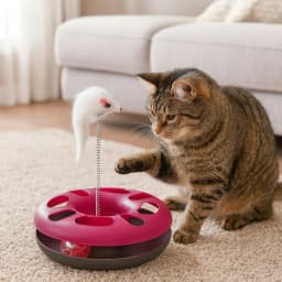 Interactive Cat Toy, 3-in-1 Disc, Ball and Mouse Game, Engaging Exercise and Play for Cats of All Ages