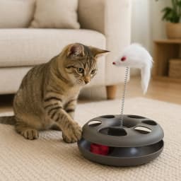 Interactive Cat Toy, 3-in-1 Disc, Ball and Mouse Game, Engaging Exercise and Play for Cats of All Ages