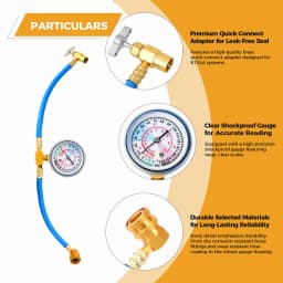 Hose Gauge Kit R134A Car Air Conditioner Refrigerant Recharge Fluoride Tool Kit 100 PSI Replacement 480 mm/18.90 Inches Length
