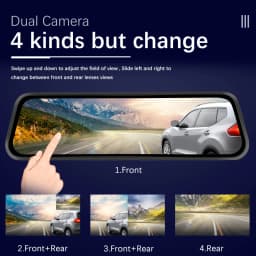 Podofo 9.66 Inch Rearview Mirror Recorder 1080p Automobile Dash Cam Video Recorder DVR Dash Cam Cycle Dual Lens