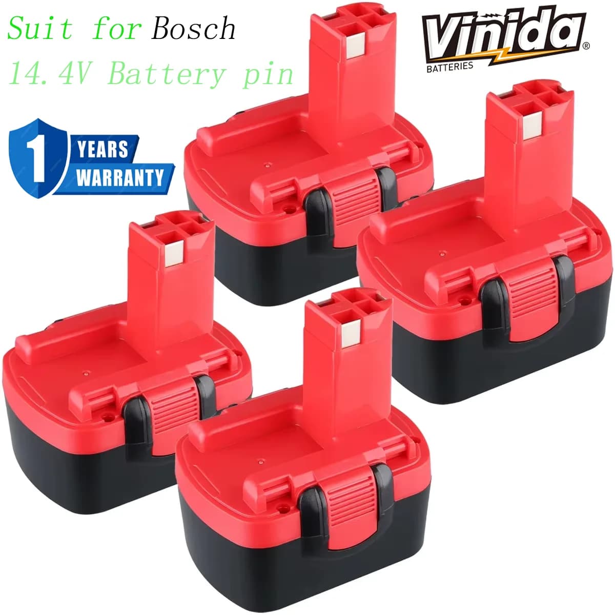 VINIDA BAT140 4.8Ah 1/2/4Pack 14.4V Ni-MH Battery Replace for Bosch BAT038 BAT040 BAT159 Cordless Power Tool Battery pin