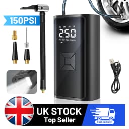 150PSI Cordless Air Pump 12V Tire Air Compressor LED Light USB Rechargeable Full-Screen Digital for Car Motorcycle Bicycle