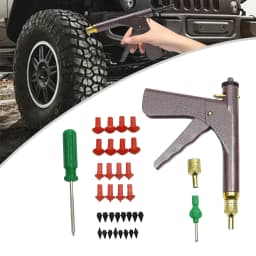 Tyre Repair Kit,Tire Puncture Repair Kit Vacuum Tyre Repair Gun w/16 Mushroom Plugs Portable Durable for Cars Motorcycles Truck