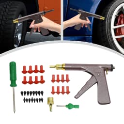 Tyre Repair Kit,Tire Puncture Repair Kit Vacuum Tyre Repair Gun w/16 Mushroom Plugs Portable Durable for Cars Motorcycles Truck