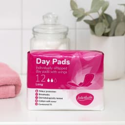 Interlude Ultra Long Day Pads with Wings 12 Pack, Cotton Soft Cover, Breathable Feminine Sanitary Protection