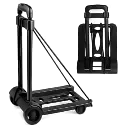 Folding Luggage Trolley Wheel Shopping Cart Portable Hand Truck Barrow Cart Travel Luggage Home Use Cart Adjustable Pull Rod