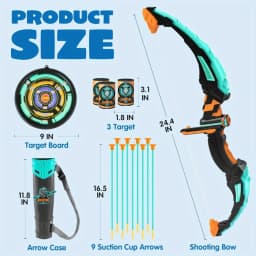 JOYFY Kids Bow and Arrow Set LED Light Up Archery Toy Set with 9 Suction Cup Arrow for Kids Indoor Outdoor Hunting Play Gift Toy