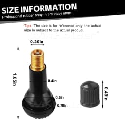 100x TR413 Tubeless Tyre Valves &Dust Caps Rubber Snap In Car Bike Wheel Kit