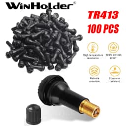 100x TR413 Tubeless Tyre Valves &Dust Caps Rubber Snap In Car Bike Wheel Kit