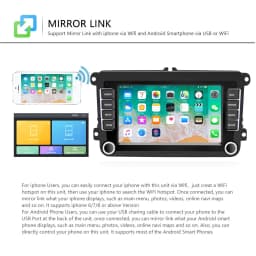 Podofo Carplay Android Auto Car Stereo Radio 7" 2 Din Mirror Link Car Multimedia Player FM GPS WIFI For VW/Golf/Passa/Skoda