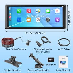 ESSGOO 8.1" Portable Carplay Universal For Cars RVs Trucks Car Stereo Radio SUVs Pickups Android Auto FM BT MP5 Player AUX