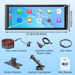 ESSGOO 8.1" Portable Carplay Universal For Cars RVs Trucks Car Stereo Radio SUVs Pickups Android Auto FM BT MP5 Player AUX