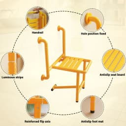 Shower Seat Folding Wall Mounted Fold Up Shower Bench Bath Stool with 150Kg Load Capacity for Seniors Pregnant Women Adults