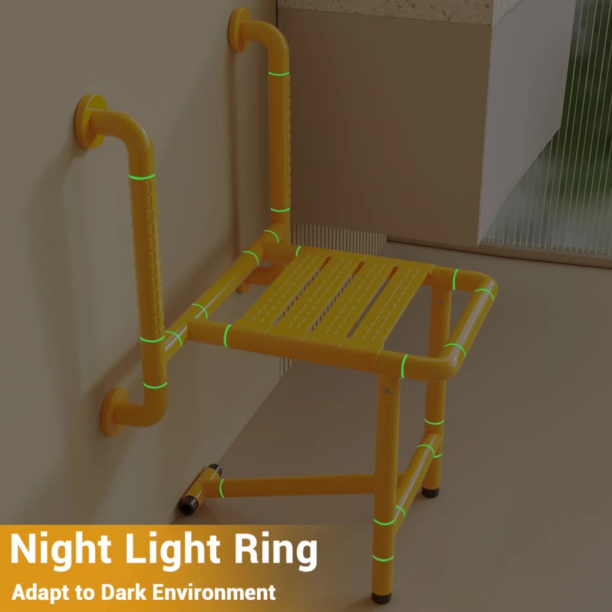 Shower Seat Folding Wall Mounted Fold Up Shower Bench Bath Stool with 150Kg Load Capacity for Seniors Pregnant Women Adults