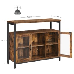 VASAGLE Sideboard, Buffet Table with 2 Transparent Glass Doors, TV Cabinet, with Adjustable Shelves