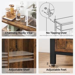 VASAGLE Sideboard, Buffet Table with 2 Transparent Glass Doors, TV Cabinet, with Adjustable Shelves