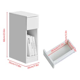 BonChoice Slim Tall Bedside Table Cabinet High Gloss with Drawer & Storage Space for Bedroom, Narrow Sofa Side Table