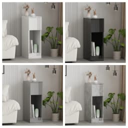 BonChoice Slim Tall Bedside Table Cabinet High Gloss with Drawer & Storage Space for Bedroom, Narrow Sofa Side Table