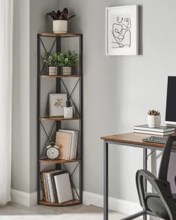 VASAGLE 5-Tier Corner Shelf, Storage Shelf Unit Multifunction, Bookcase, Plant Stand