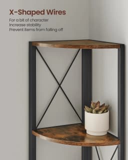 VASAGLE 5-Tier Corner Shelf, Storage Shelf Unit Multifunction, Bookcase, Plant Stand