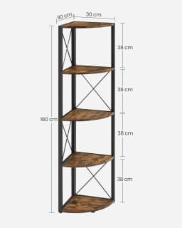 VASAGLE 5-Tier Corner Shelf, Storage Shelf Unit Multifunction, Bookcase, Plant Stand