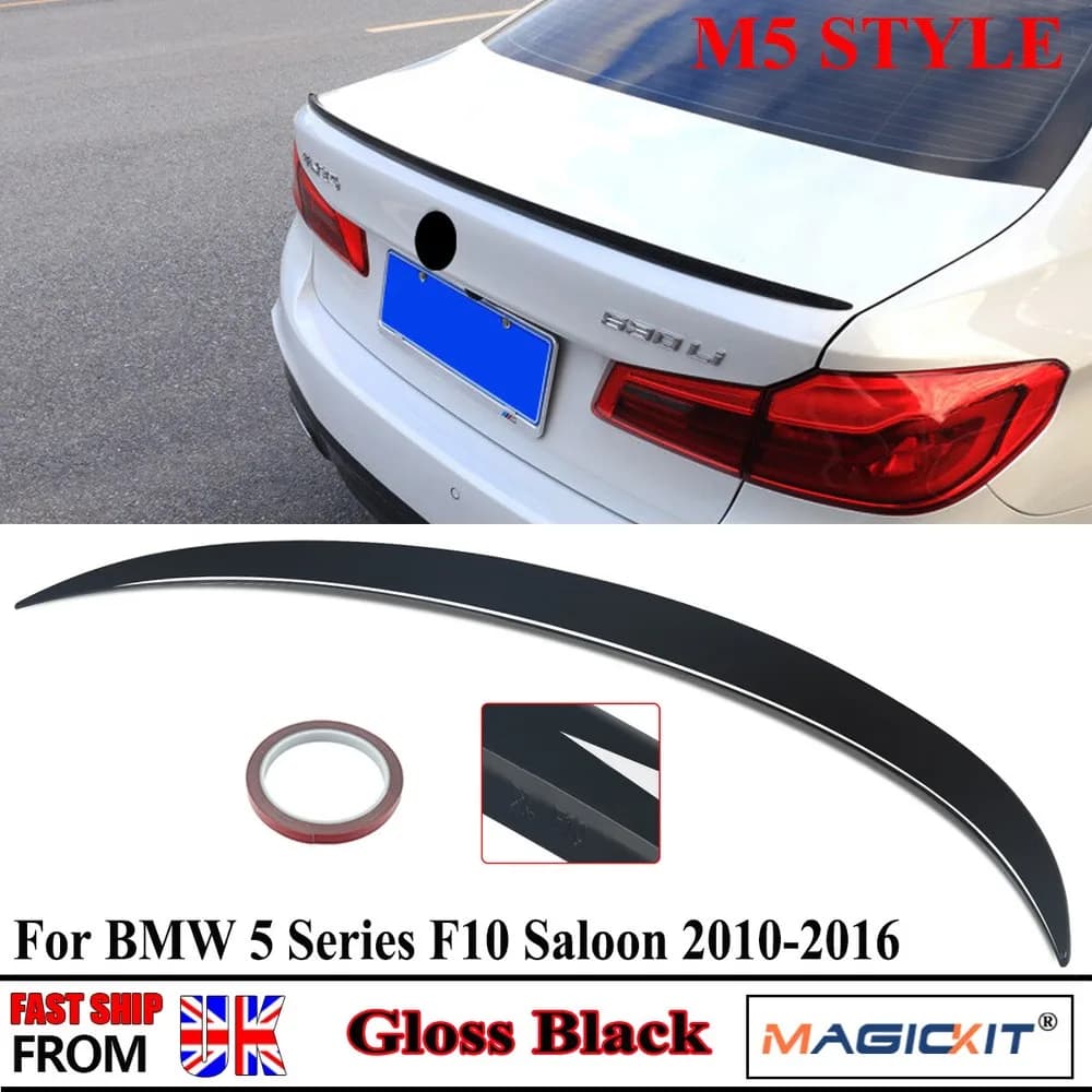 Rear Roof Spoiler FOR BMW 5 SERIES F10 M5 STYLE 2010 2011 2012 2013 2014 2015 2016 GLOSS BLACK REAR TRUNK LID LIP BOOT SPOILER