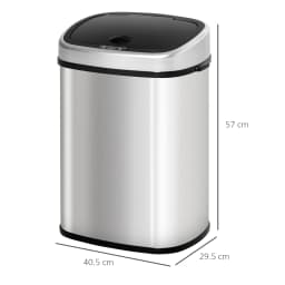 HOMCOM Sensor Dustbin Touchless Trash Can Automatic Stainless Steel 48L