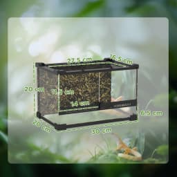 PawHut Glass Terrarium, Reptile Vivarium with Stone Background, Black