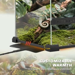 PawHut Glass Terrarium, Reptile Vivarium with Stone Background, Black