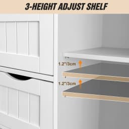 4-Drawer Bathroom Storage Cabinet with Door – Floor Standing Wooden Cupboard, White Chest of Drawers for Bathroom Organization