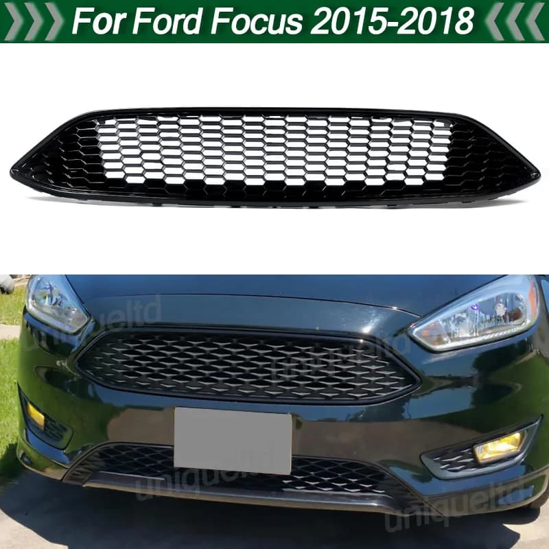 Front Upper Center Grille Honeycomb For Ford Focus S SE ZETEC 2015-2017 Black