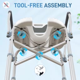 HOMCOM Padded Bath Chair with Slotted Seat and Adjustable Height, Grey