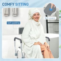 HOMCOM Padded Bath Chair with Slotted Seat and Adjustable Height, Grey