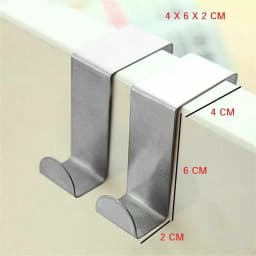 10 Pcs Stainless Steel Over Door Hook Reversible Cupboard Drawer Metal Hanger Hooks
