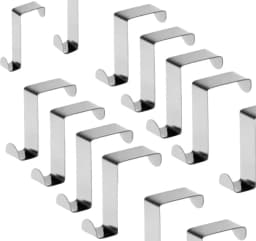 10 Pcs Stainless Steel Over Door Hook Reversible Cupboard Drawer Metal Hanger Hooks