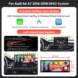 Wireless CarPlay Car Multimedia Display For Audi A6 A7 2016-2018 Linux Touch Screen with Android Auto Airplay Autolink Functions
