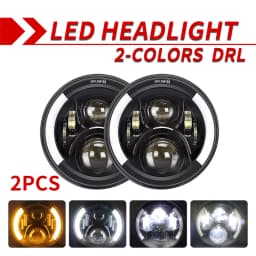 O LIGHT Car 7 Inch Led Headlight Hi/Low Beam H4 DRL Dot E9 For Jeep Wrangler JK LJ CJ Hummer OffRoad 4x4 Moto Headlamp 12V 24V