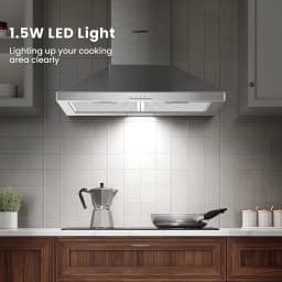 COMFEE' 60cm Chimney Cooker Hood Stainless Steel Extractor Hood with LED and Recirculating System Wall Mounted Range Hood