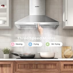 COMFEE' 60cm Chimney Cooker Hood Stainless Steel Extractor Hood with LED and Recirculating System Wall Mounted Range Hood