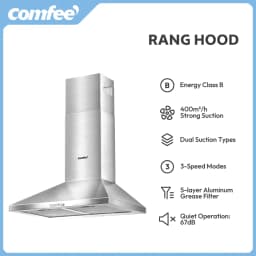 COMFEE' 60cm Chimney Cooker Hood Stainless Steel Extractor Hood with LED and Recirculating System Wall Mounted Range Hood