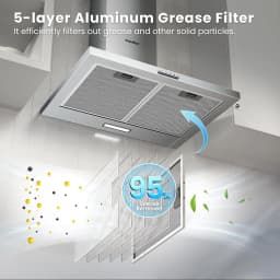 COMFEE' 60cm Chimney Cooker Hood Stainless Steel Extractor Hood with LED and Recirculating System Wall Mounted Range Hood