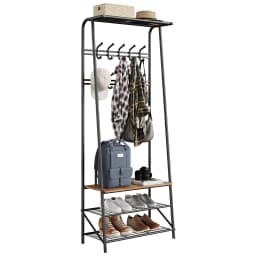 Hall Trees Entryway Bench with Coat Rack and Shoe Rack 10 Hooks Wood Look Accent Furniture with Steel Frame Storage Shelf Bench