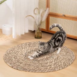 Tieker round floor cat scratching mat woven sleeping mat wear-resistant pet cat scratching mat sharpening claws