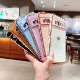 For Pixel 8 Pro 9 Fashion Love Heart Plating Case for Google Pixel 7A Pixel 8 9 Pro ProXL Shockproof Soft Lens Protection Cover