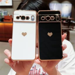 For Pixel 8 Pro 9 Fashion Love Heart Plating Case for Google Pixel 7A Pixel 8 9 Pro ProXL Shockproof Soft Lens Protection Cover