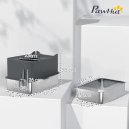 PawHut Stainless Steel Cat Litter Box, Enclosed Metal Litter Tray, Dark Grey